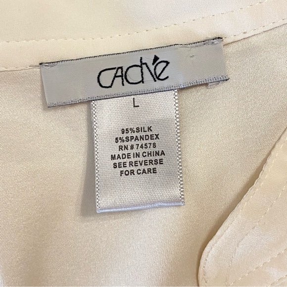 Cache Cream Mock Neck Half Button Up Blouse Size Large - Picture 9 of 9